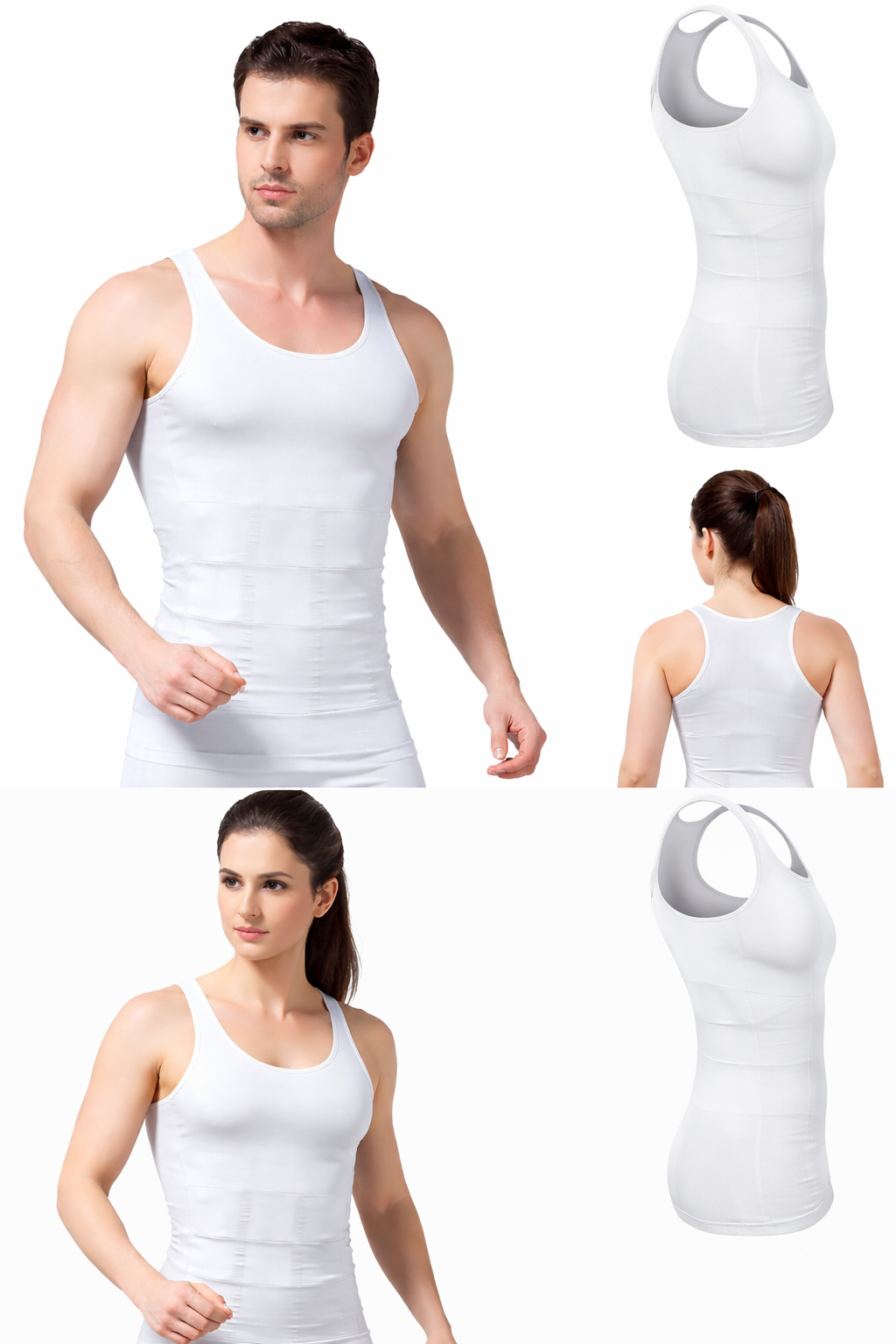 Men’s And Women's Slimming Compression Body Shaper Vest – Tummy Control & Chest Slim Fit Tank (Black) (White)